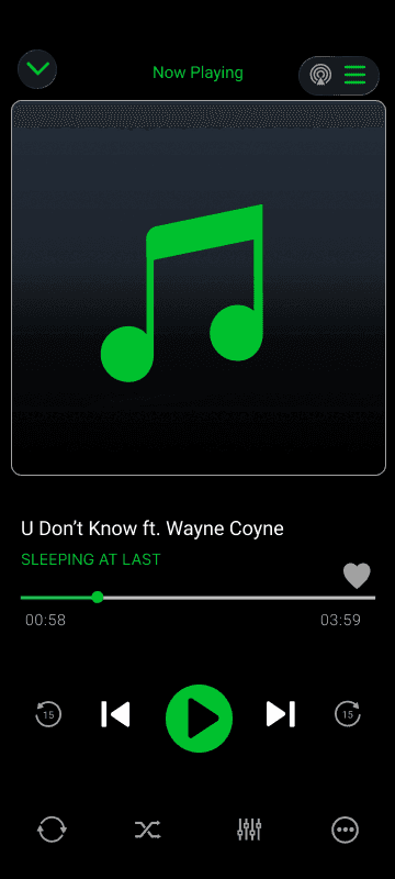 Offline Music Player — Now Playing screen